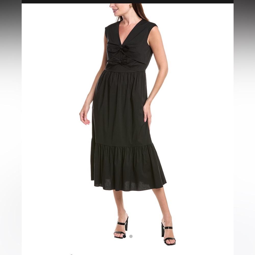 Anne Klein Black Ruffled Midi Skirt